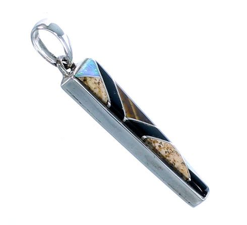 Multicolor Inlay Southwest Sterling Silver Pendant SX112975